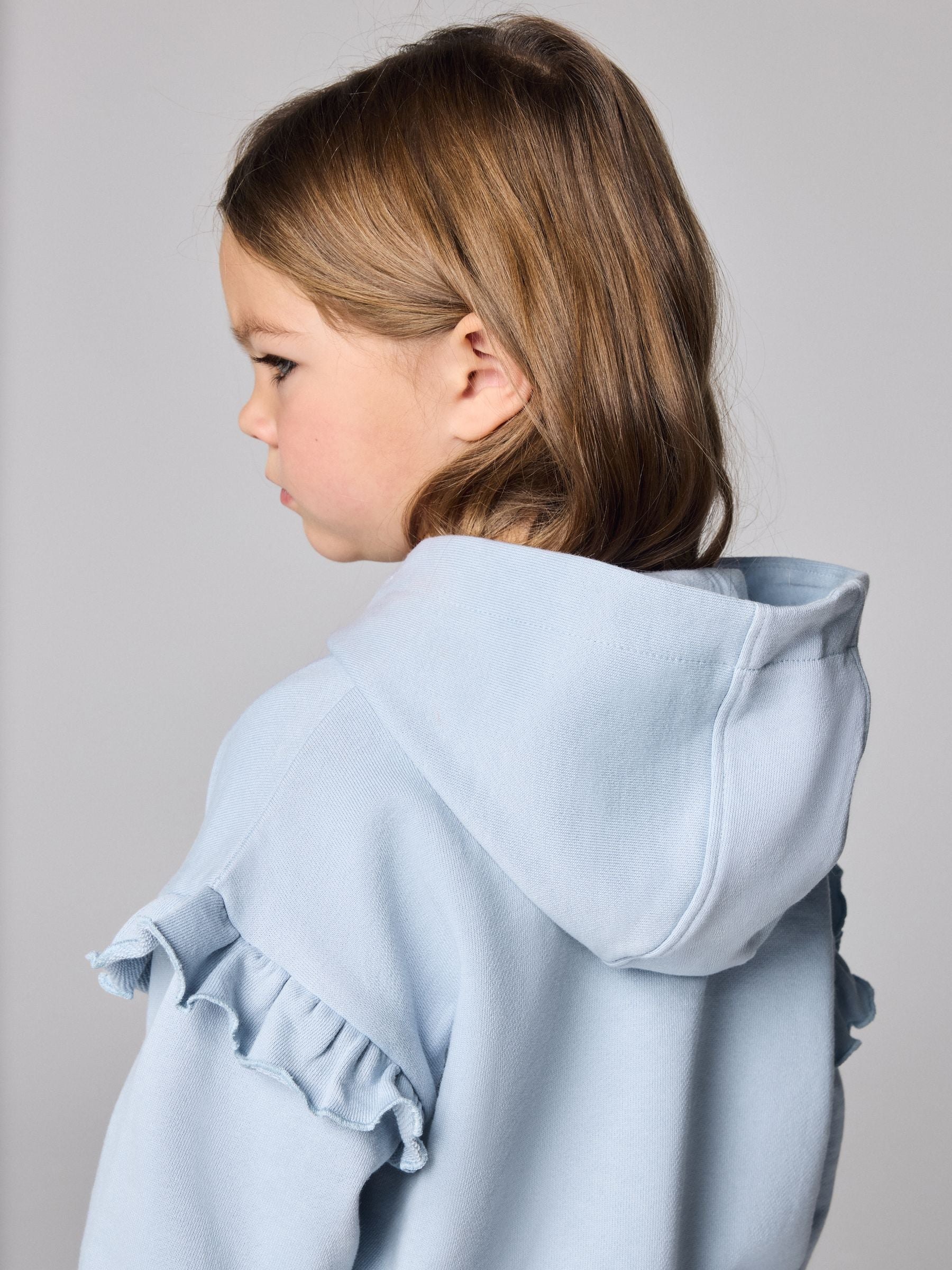 smALLSAINTS Light Blue Lover Frill Hoodie and Ribbed Flared Leggings Younger Set image 5