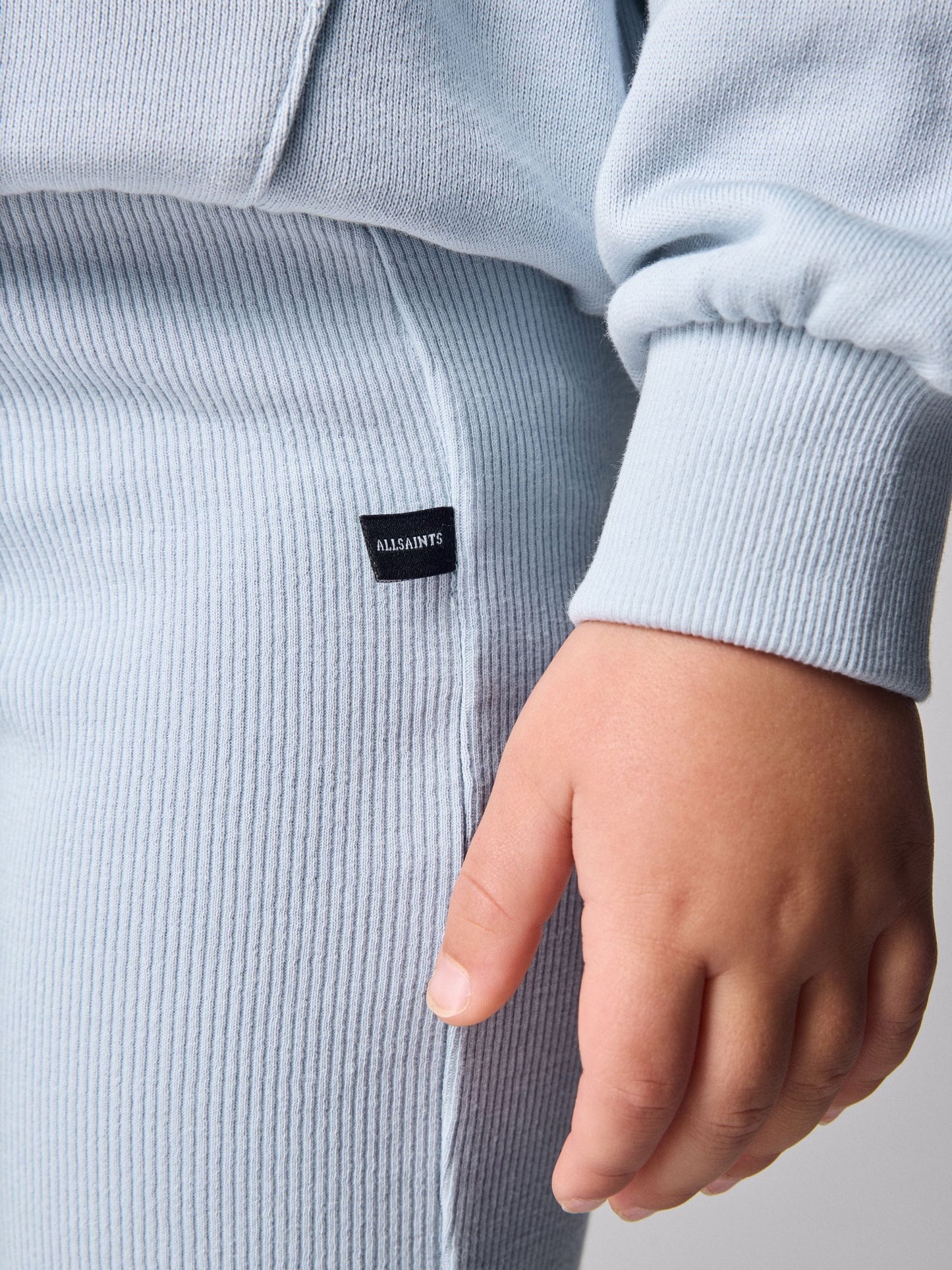 smALLSAINTS Light Blue Lover Frill Hoodie and Ribbed Flared Leggings Younger Set image 6