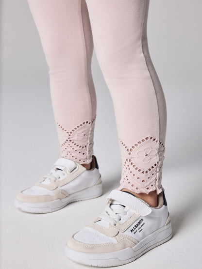smALLSAINTS White/Pink Amore Underground Broderie T-Shirt and Leggings Younger Set image 4