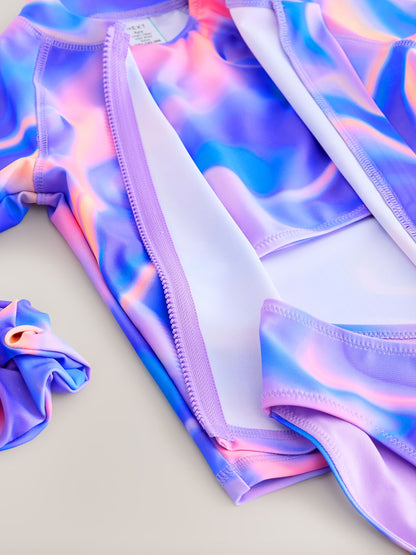 Dsiney Kidz - Purple Ombre Sunsafe Rash Vest Bikini And Scrunchie Swim Set (3-16yrs) image 10