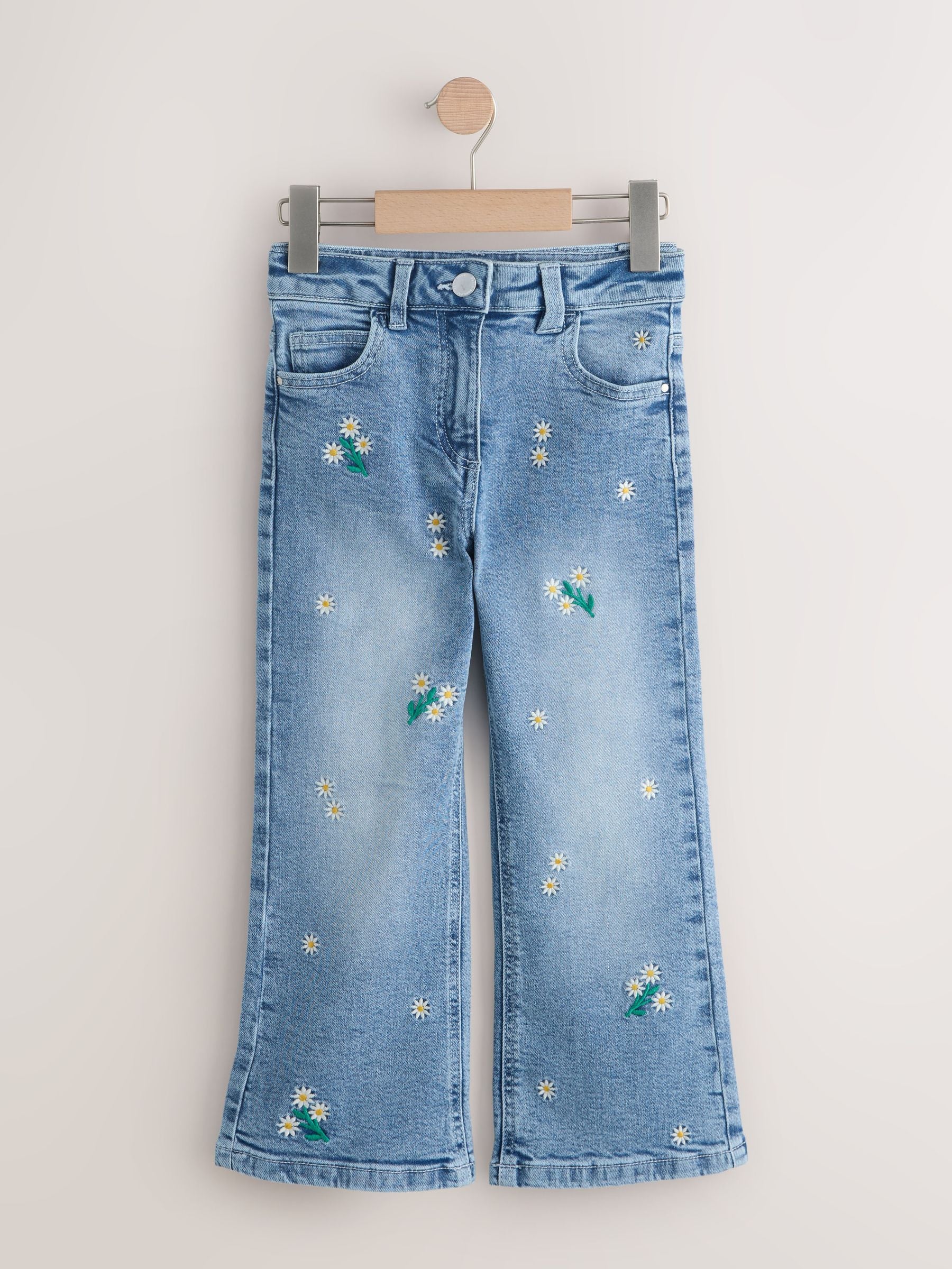 Dsiney Kidz - Mid Wash Floral Embroidered Flare Jeans (3-16yrs) image 5