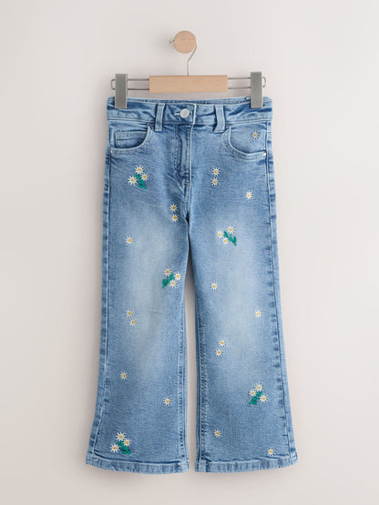 Dsiney Kidz - Mid Wash Floral Embroidered Flare Jeans (3-16yrs) image 5