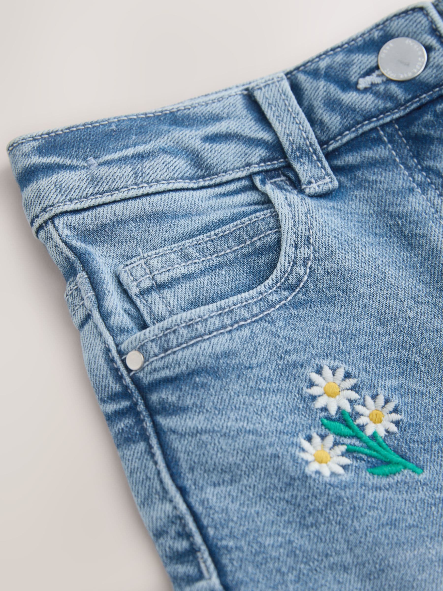 Dsiney Kidz - Mid Wash Floral Embroidered Flare Jeans (3-16yrs) image 7