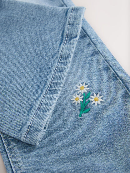 Dsiney Kidz - Mid Wash Floral Embroidered Flare Jeans (3-16yrs) image 8