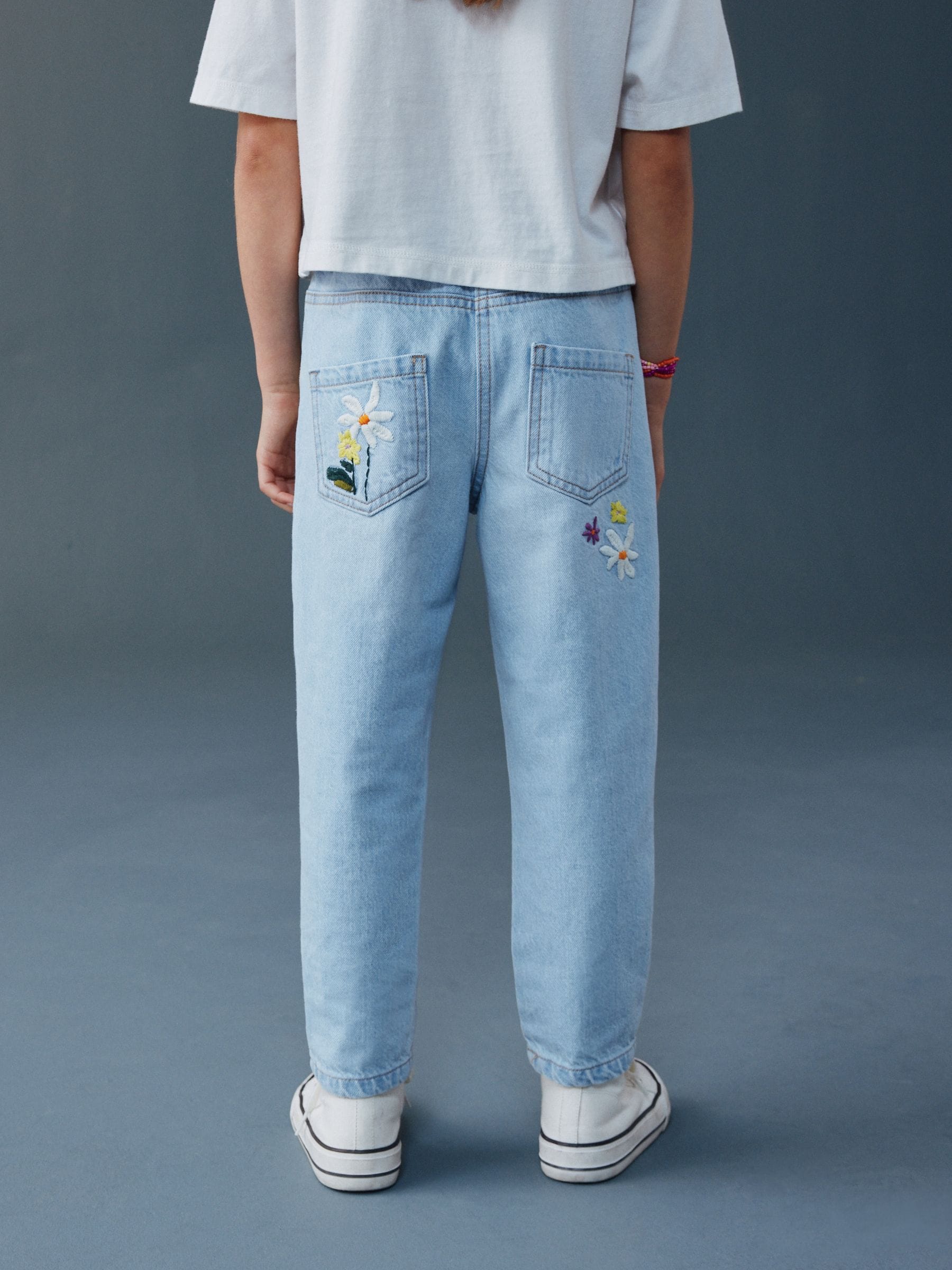 Dsiney Kidz - Light Blue Floral Embroidered Jeans (3-16yrs) image 3