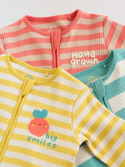 Multi Stripe Baby Sleepsuits 3 Pack (0mths-3yrs) image 8