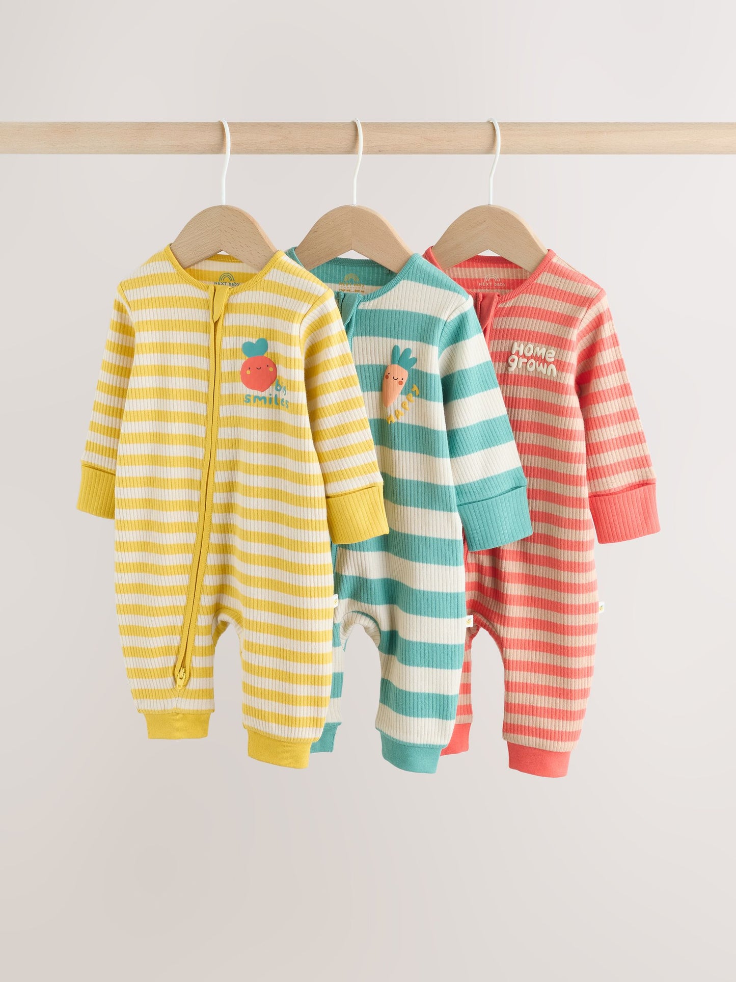 Multi Stripe Baby Sleepsuits 3 Pack (0mths-3yrs) image 1