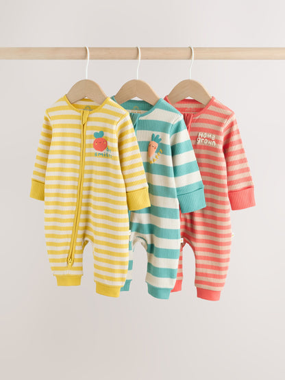 Multi Stripe Baby Sleepsuits 3 Pack (0mths-3yrs) image 1