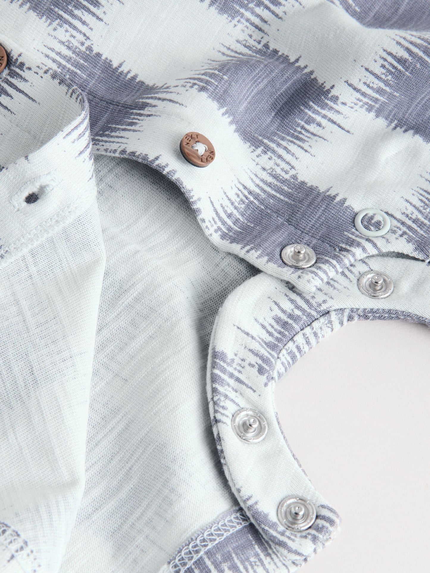 Neutral Sunbaked Printed Button Through Jersey Baby Rompers 3 Pack image 8