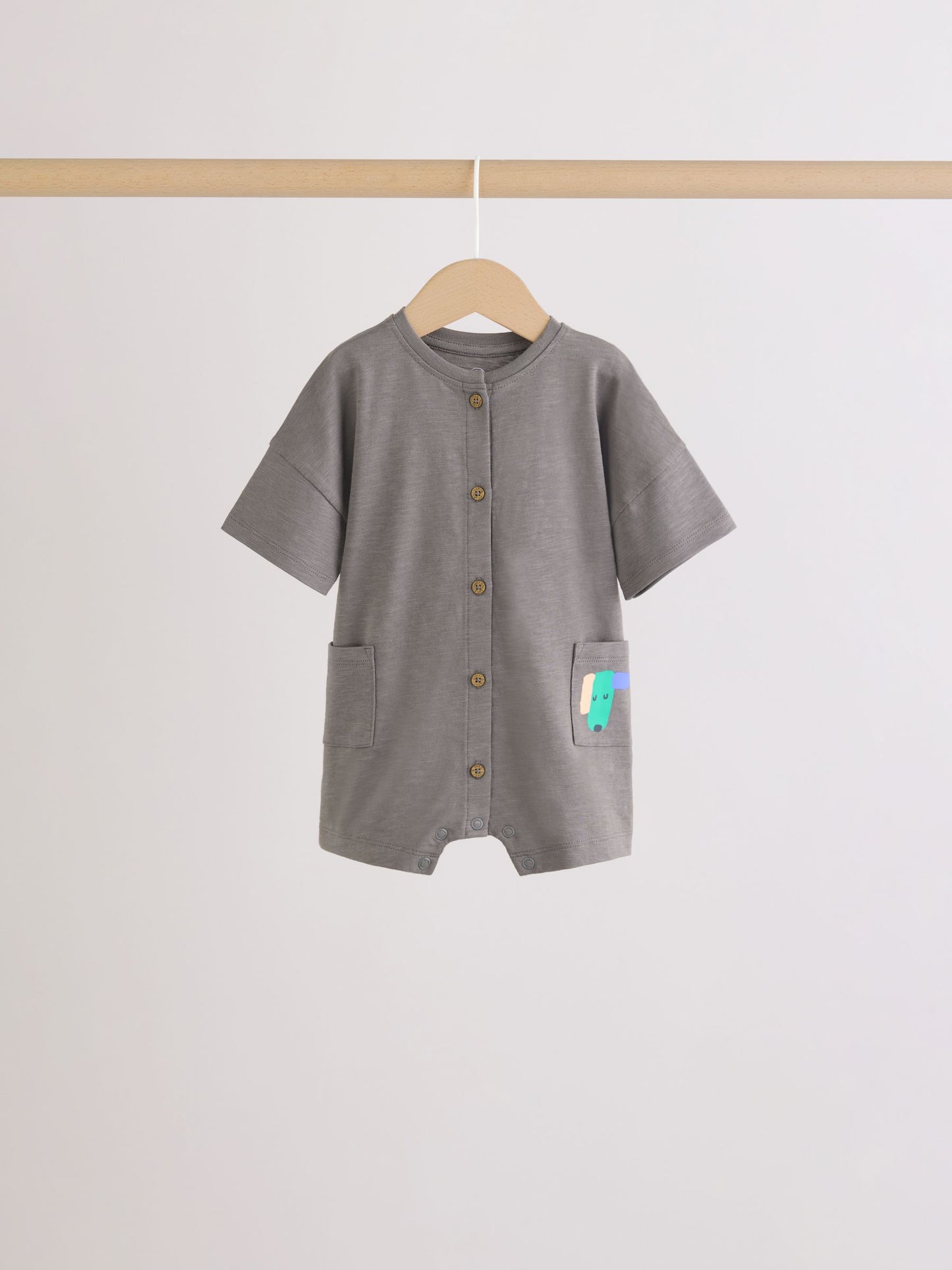 Green Print Jersey Baby Rompers 3 Pack image 3