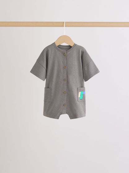 Green Print Jersey Baby Rompers 3 Pack image 3