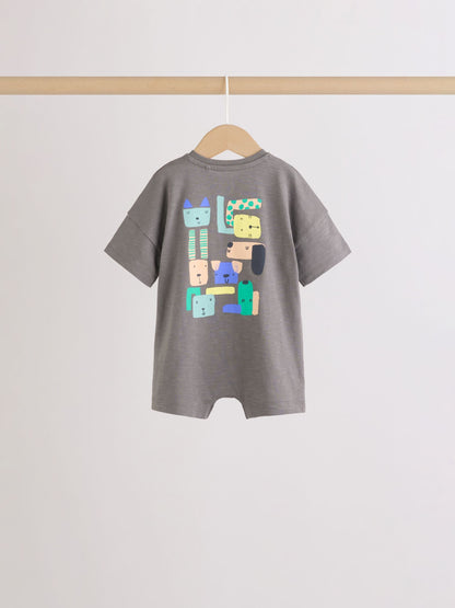 Green Print Jersey Baby Rompers 3 Pack image 4