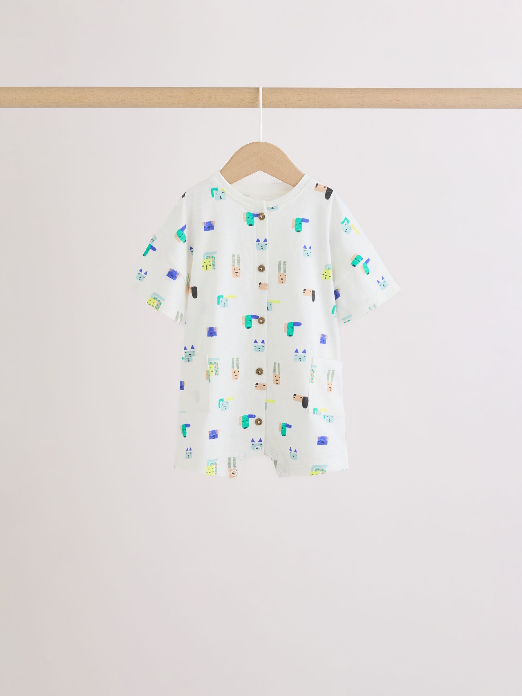 Green Print Jersey Baby Rompers 3 Pack image 5