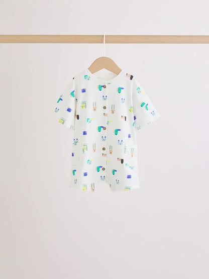 Green Print Jersey Baby Rompers 3 Pack image 5