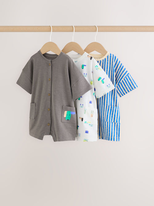 Green Print Jersey Baby Rompers 3 Pack image 1