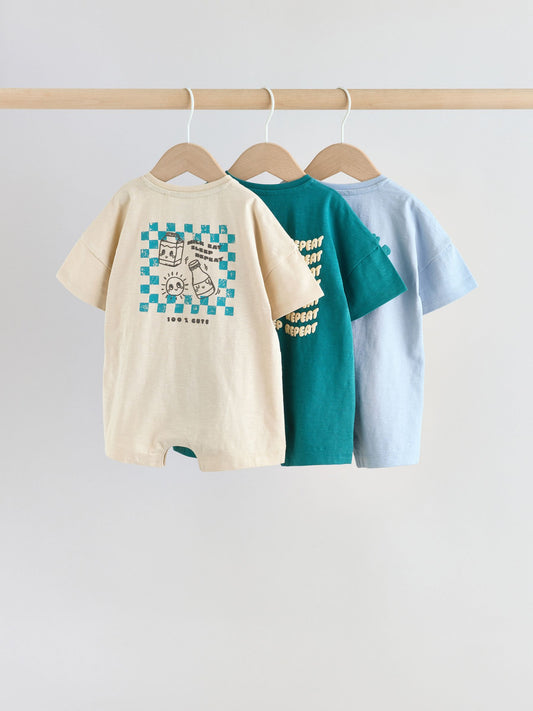 Green Milk Club Jersey Baby Rompers 3 Pack image 2