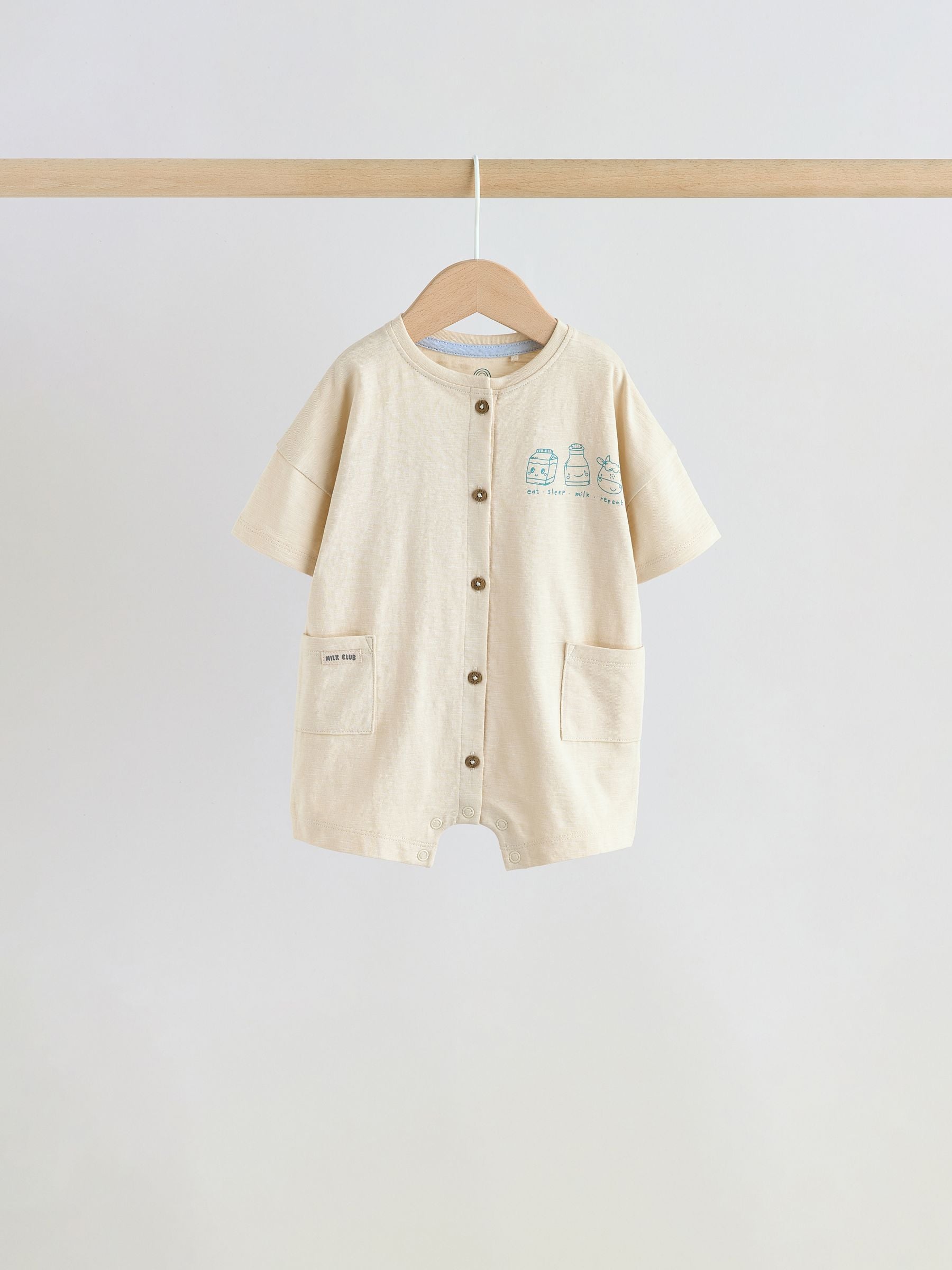 Green Milk Club Jersey Baby Rompers 3 Pack image 3