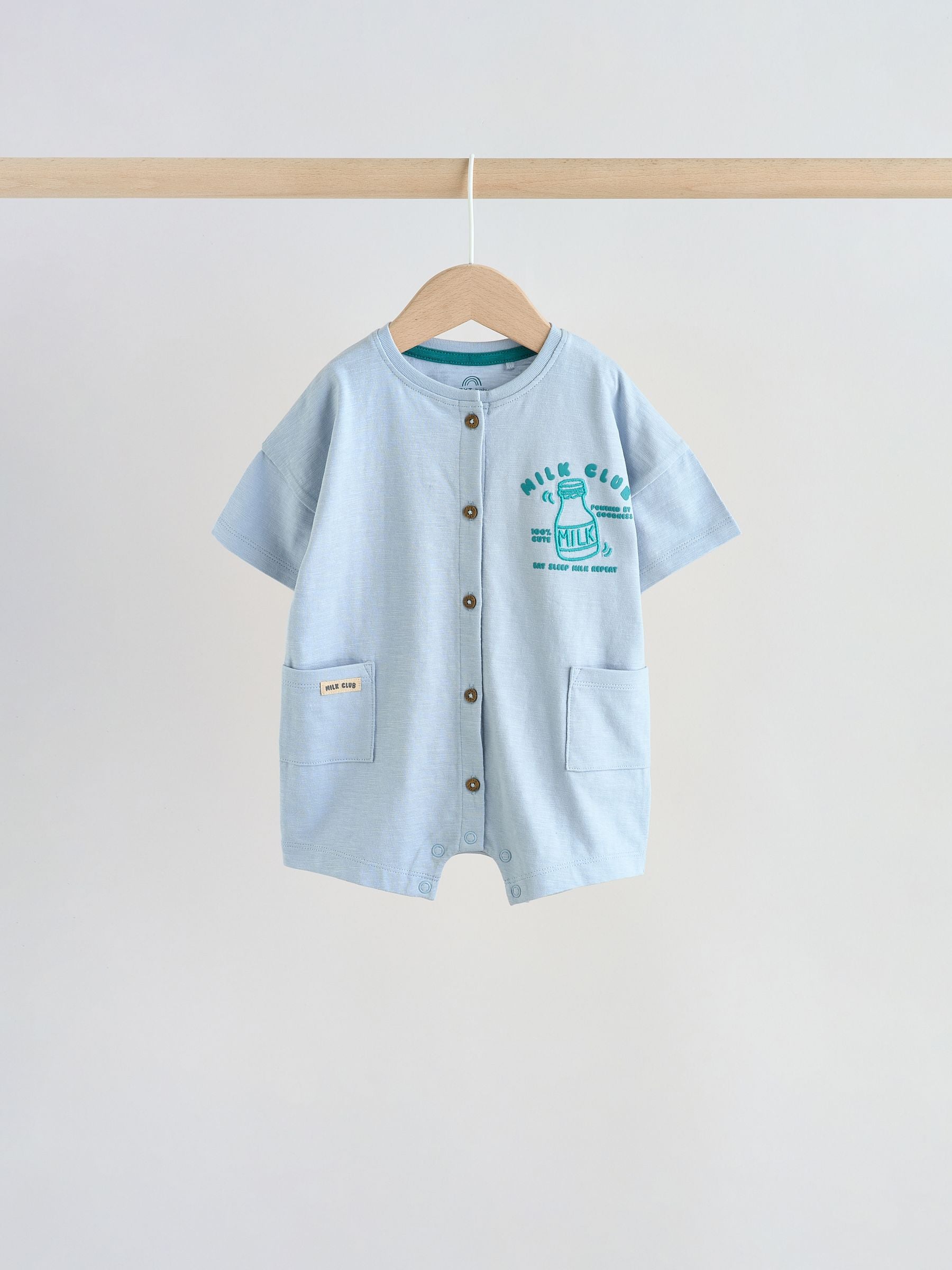 Green Milk Club Jersey Baby Rompers 3 Pack image 4