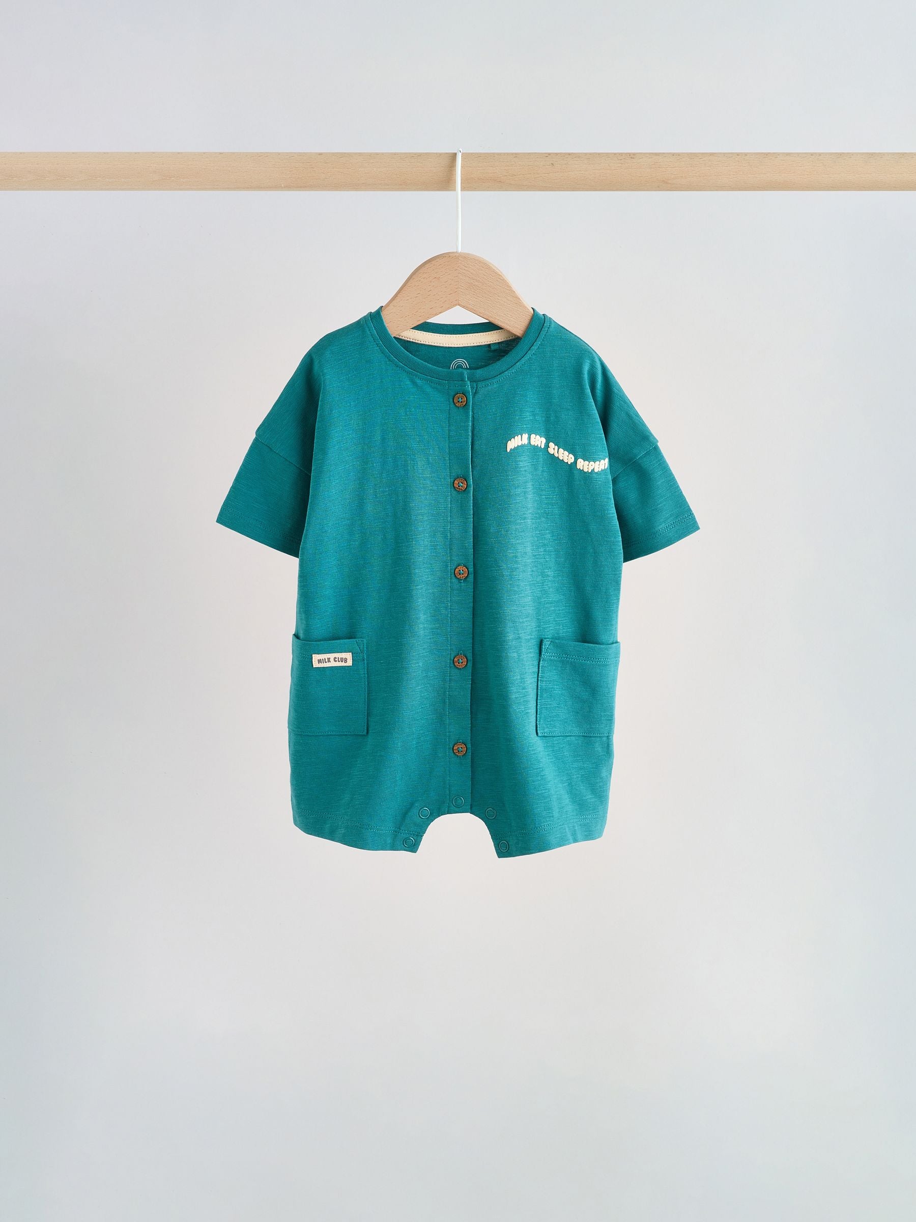 Green Milk Club Jersey Baby Rompers 3 Pack image 6