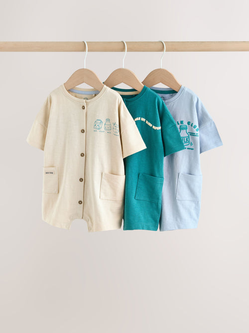 Green Milk Club Jersey Baby Rompers 3 Pack image 1