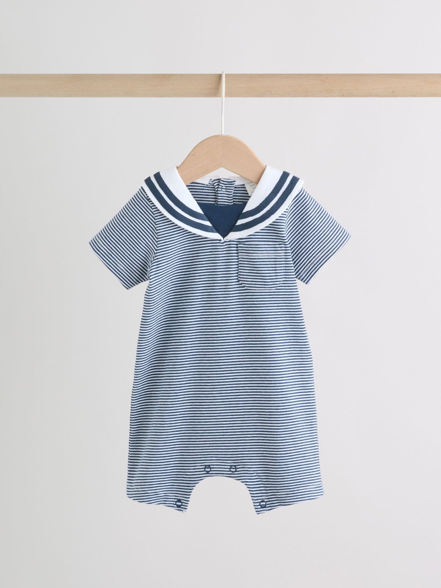 Blue Stripe Sailor Collar Jersey Baby Romper 2 Pack image 3