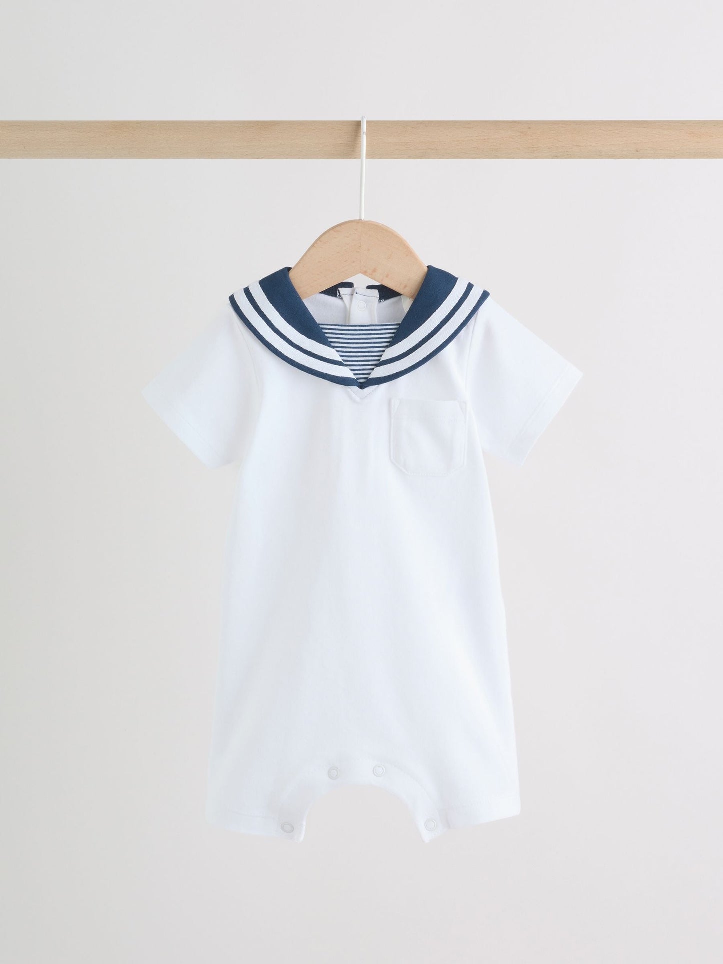Blue Stripe Sailor Collar Jersey Baby Romper 2 Pack image 4