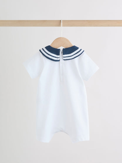 Blue Stripe Sailor Collar Jersey Baby Romper 2 Pack image 5
