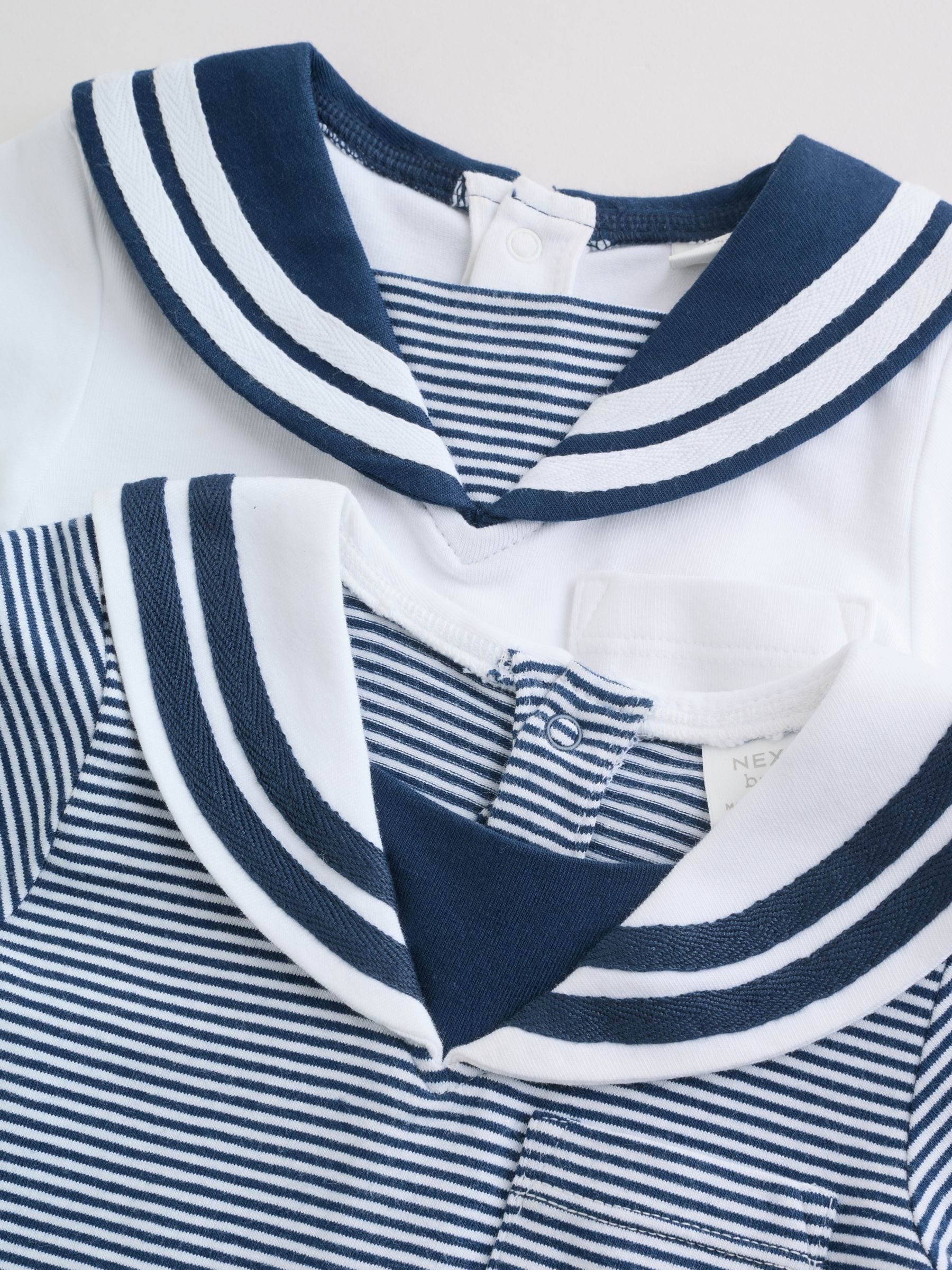 Blue Stripe Sailor Collar Jersey Baby Romper 2 Pack image 6