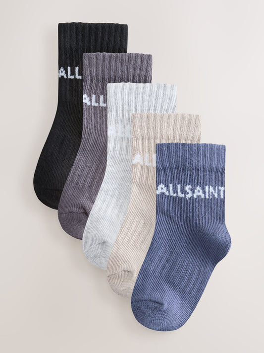 smALLSAINTS Blue Logo Neutral Baby Socks 5 Pack - image 1