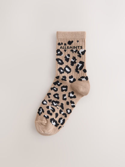 smALLSAINTS White/ Leopard Logo Socks 2 Pack image 2