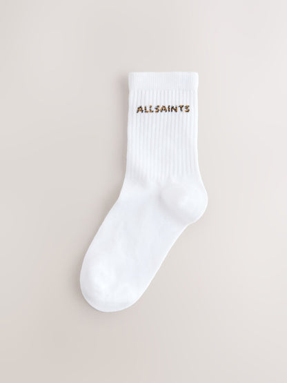 smALLSAINTS White/ Leopard Logo Socks 2 Pack image 3