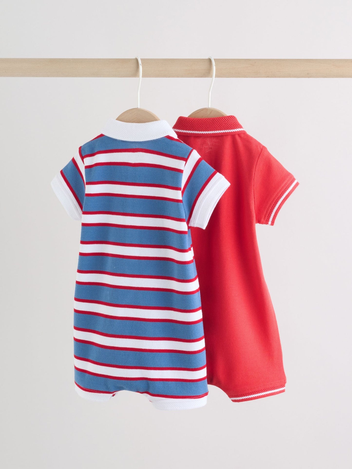 Red/Blue Rugby Striped Jersey Collared Rompers Baby 2 Pack image 2