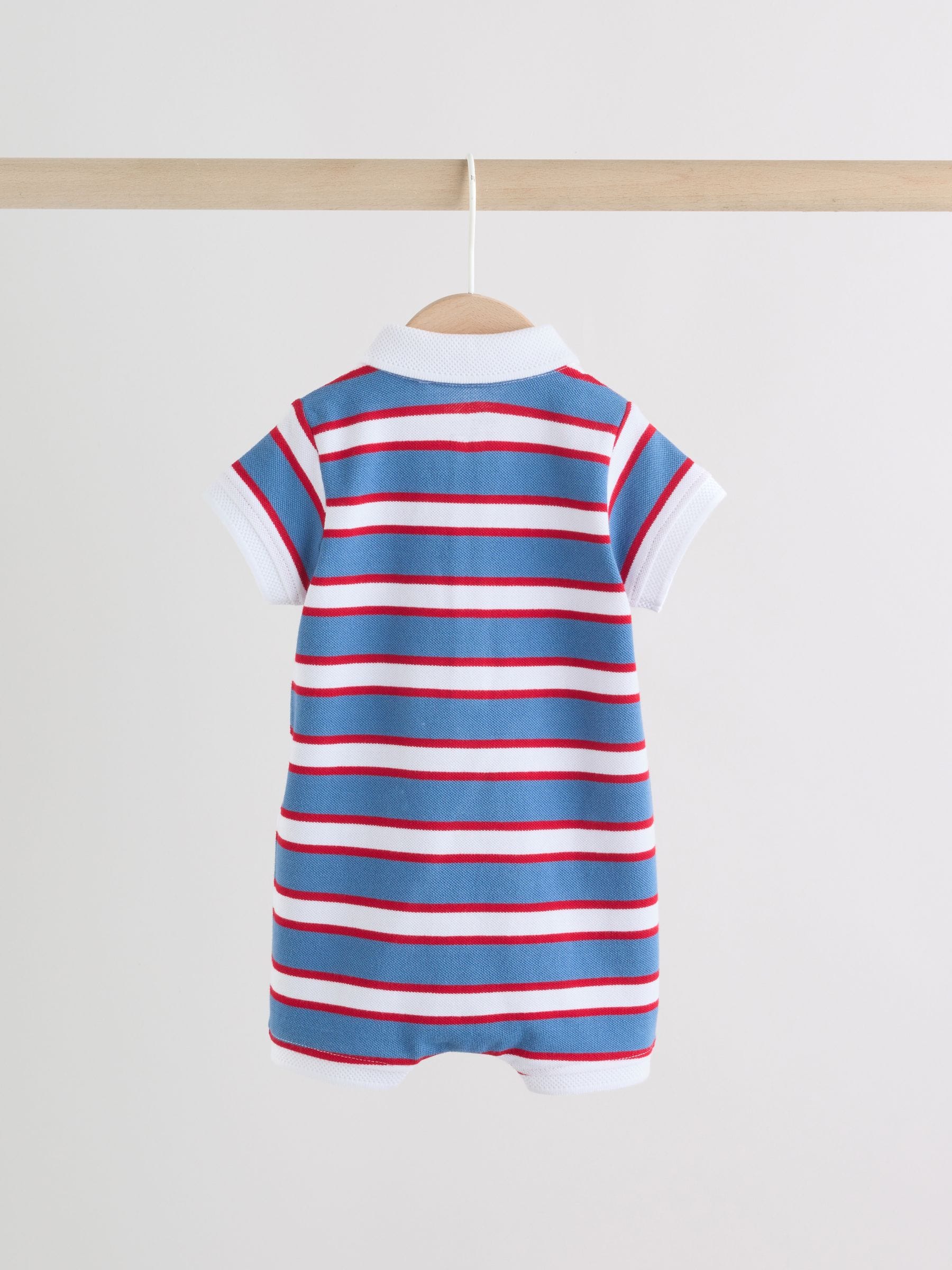 Red/Blue Rugby Striped Jersey Collared Rompers Baby 2 Pack image 5