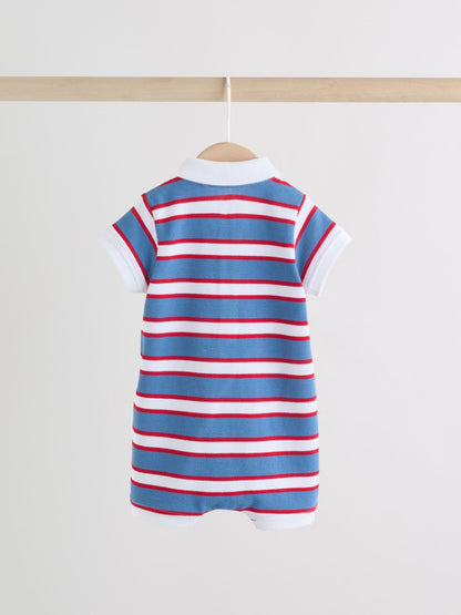 Red/Blue Rugby Striped Jersey Collared Rompers Baby 2 Pack image 5