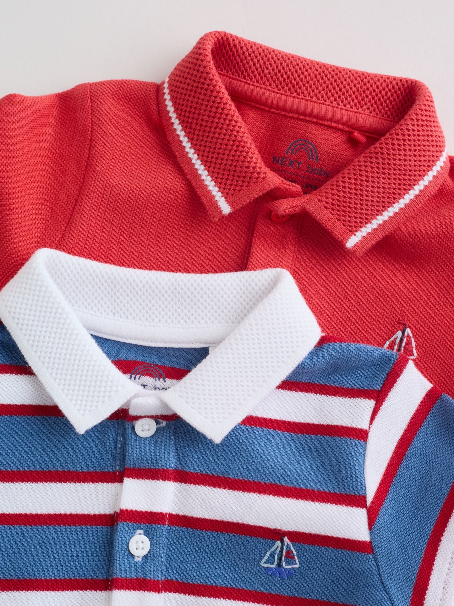 Red/Blue Rugby Striped Jersey Collared Rompers Baby 2 Pack image 7