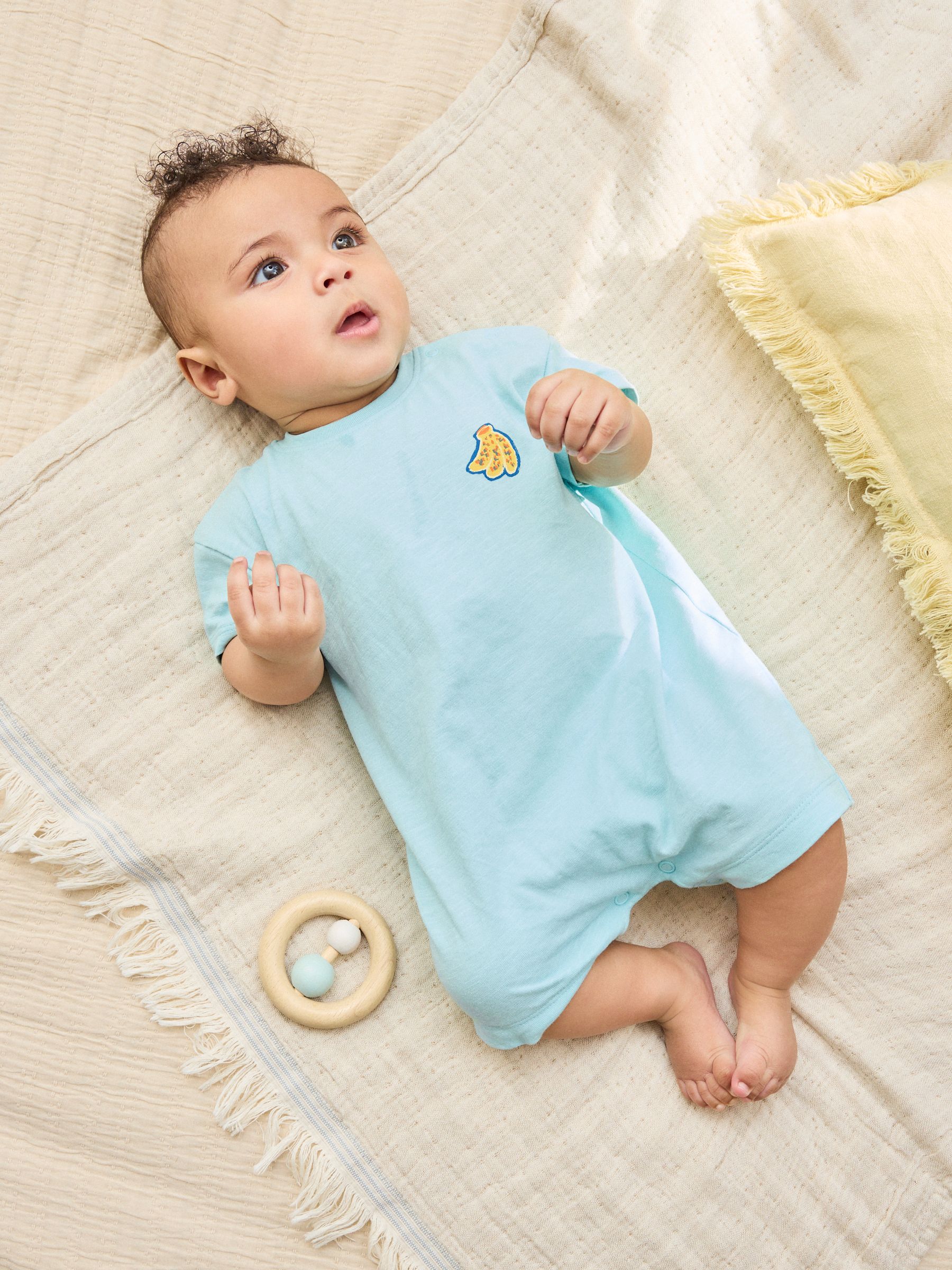 Blue Fruit Print Jersey Baby Rompers 3 Pack image 2