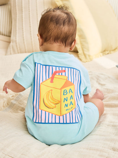 Blue Fruit Print Jersey Baby Rompers 3 Pack image 3