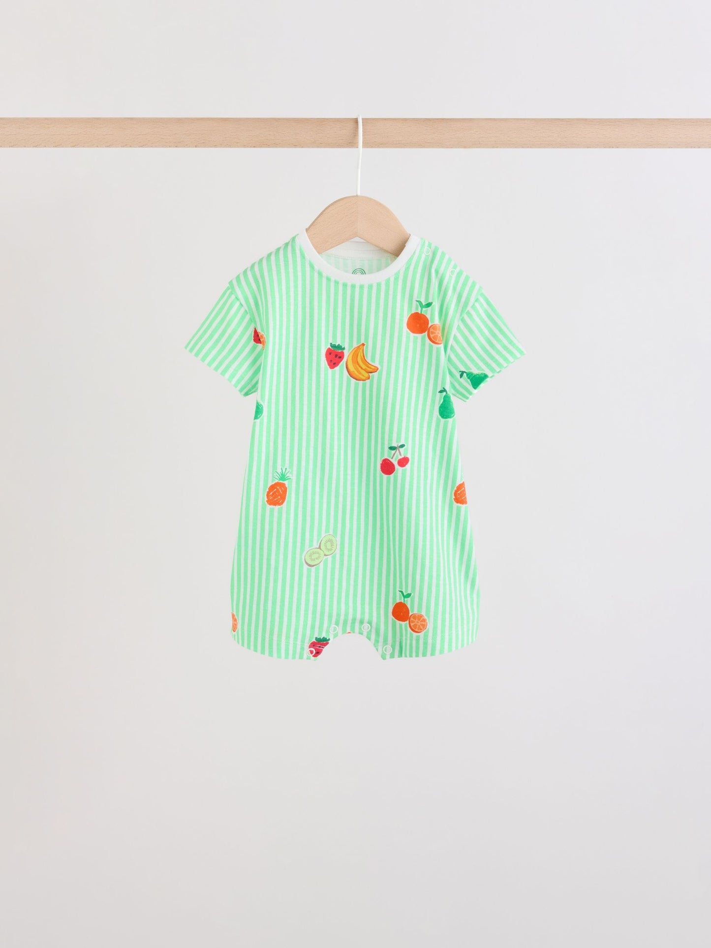 Blue Fruit Print Jersey Baby Rompers 3 Pack image 6