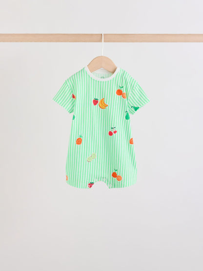 Blue Fruit Print Jersey Baby Rompers 3 Pack image 6
