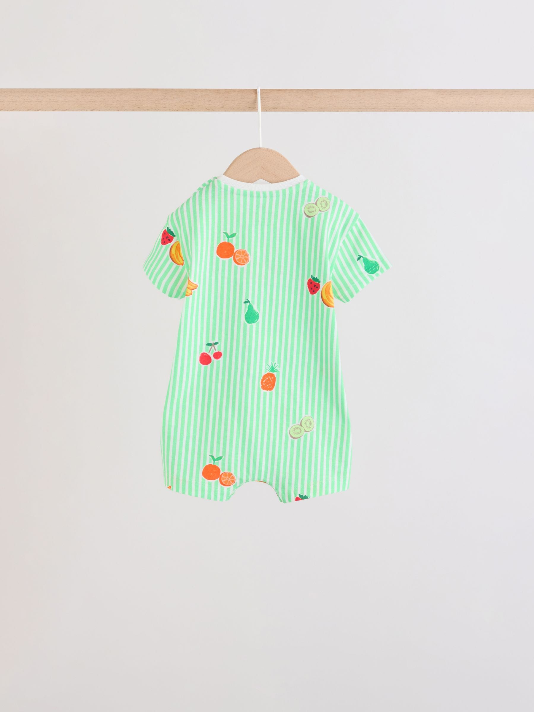 Blue Fruit Print Jersey Baby Rompers 3 Pack image 7