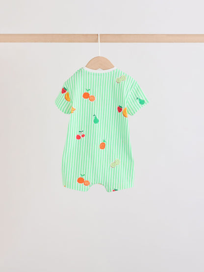 Blue Fruit Print Jersey Baby Rompers 3 Pack image 7