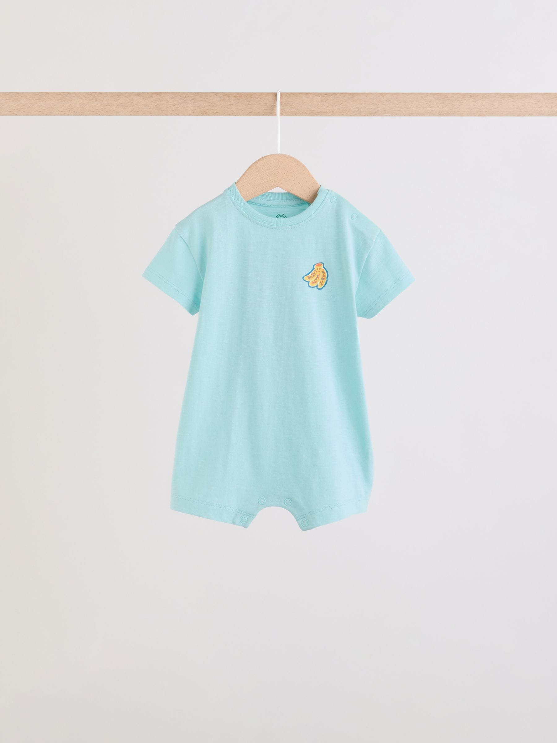 Blue Fruit Print Jersey Baby Rompers 3 Pack image 8