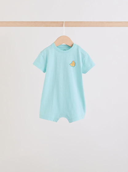 Blue Fruit Print Jersey Baby Rompers 3 Pack image 8