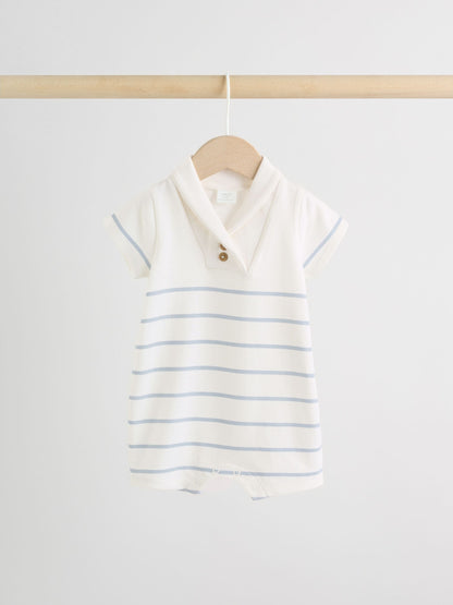 Blue and White Striped Baby Jersey Rompers 2 Pack image 6