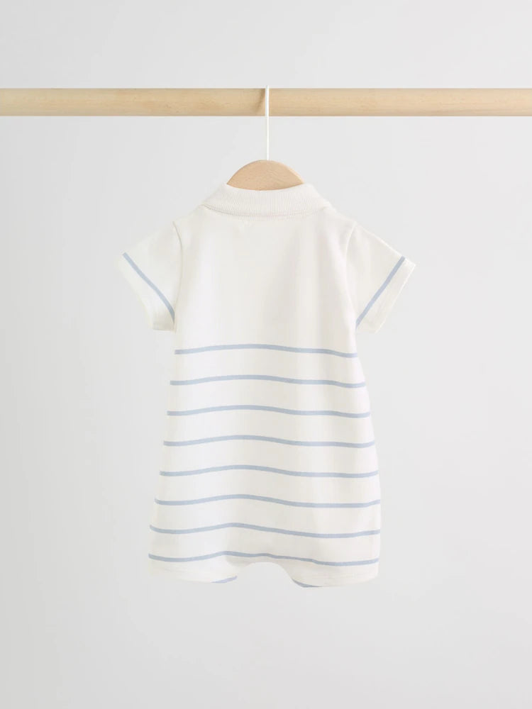 Blue and White Striped Baby Jersey Rompers 2 Pack