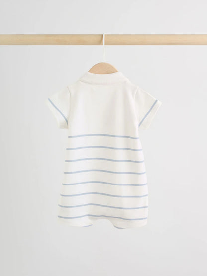 Blue and White Striped Baby Jersey Rompers 2 Pack