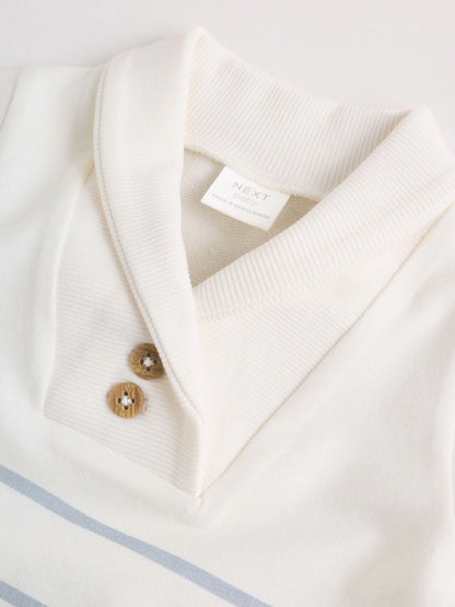 Blue and White Striped Baby Jersey Rompers 2 Pack