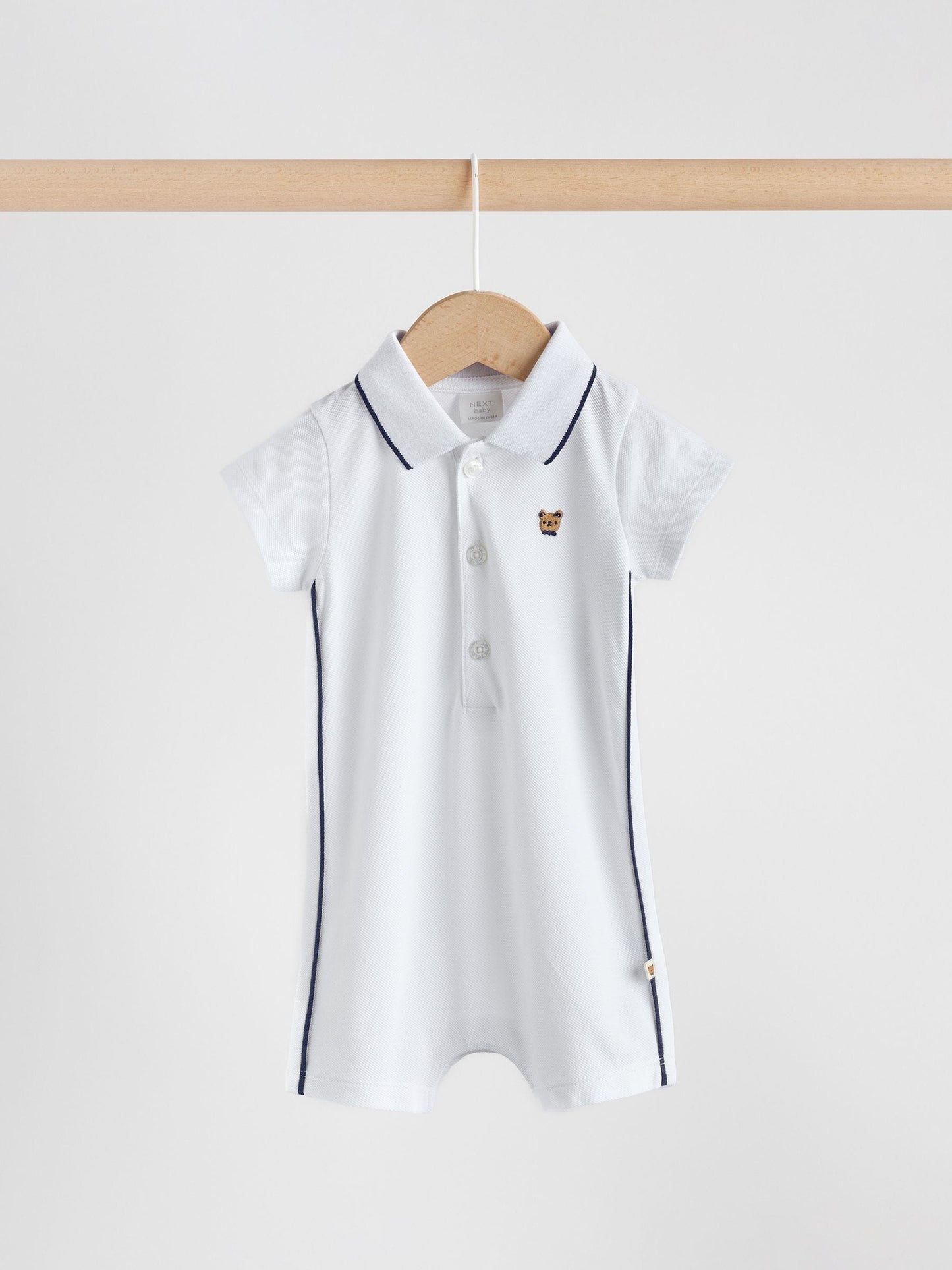 Navy/White Jersey Collared Rompers Baby 2 Pack image 3