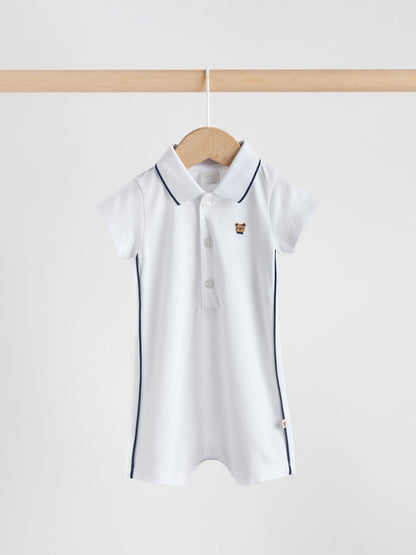 Navy/White Smart Collar Baby Rompers 2 Pack image 4