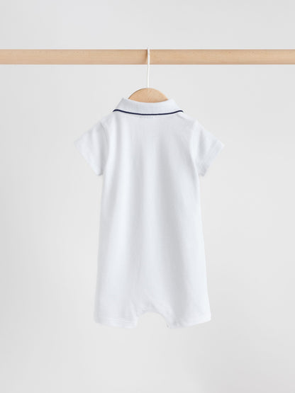 Navy/White Jersey Collared Rompers Baby 2 Pack image 4